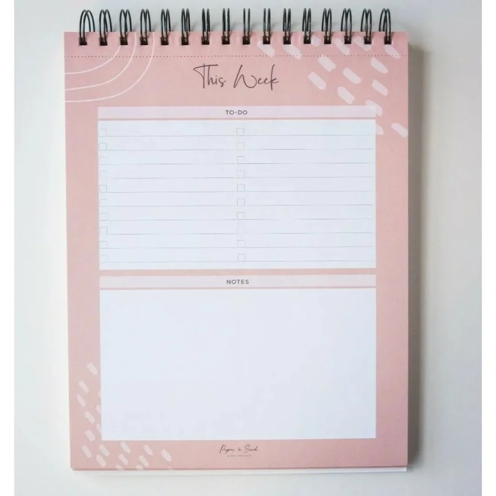 Weekly to do planner undated calendar notepad pink spiral to do list 52 weeks
